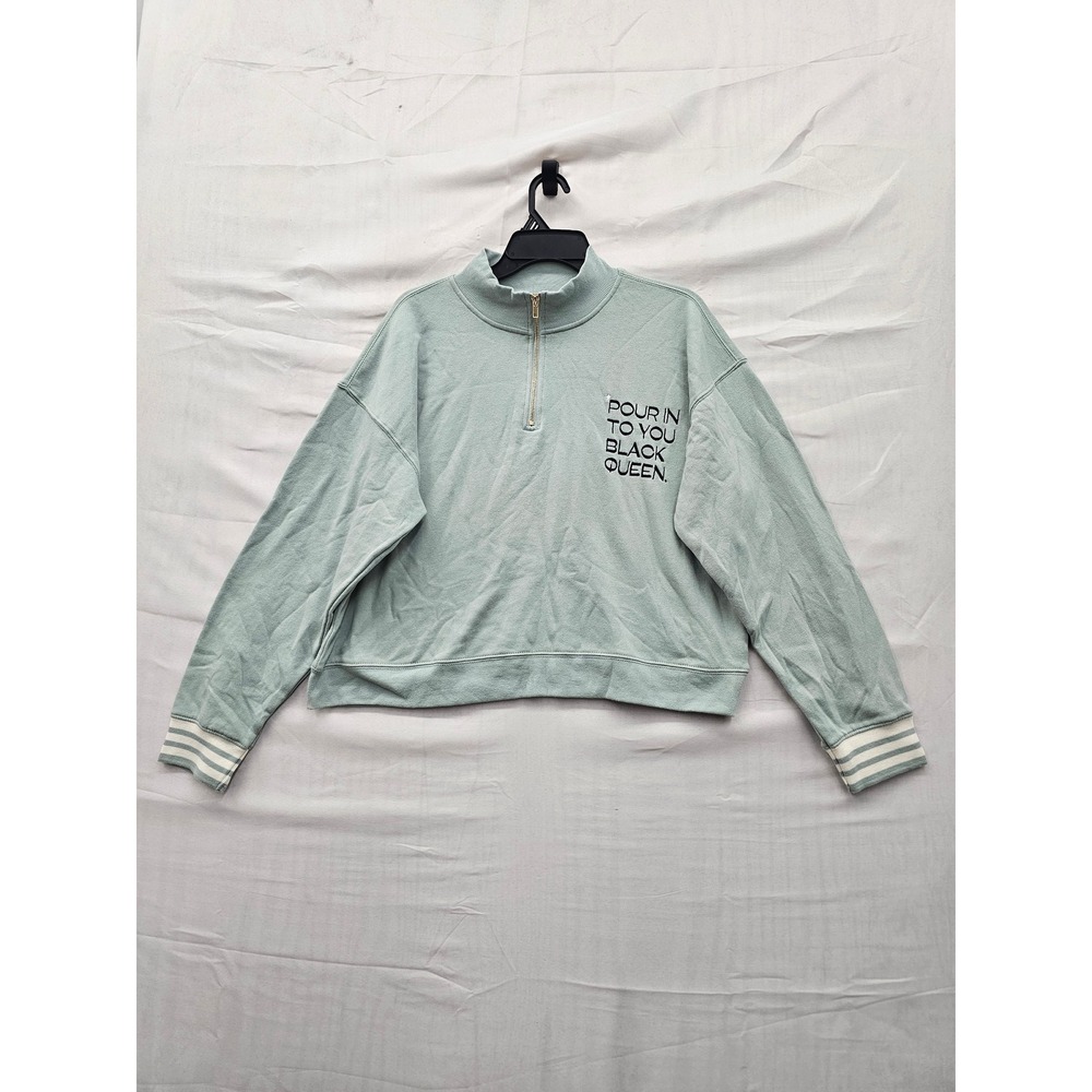 Legendary Rootz Womens Mock Neck Pullover Sweatshirt Green Cotton Blend Size L